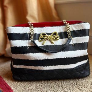Betsey Johnson Black and White Striped handbag